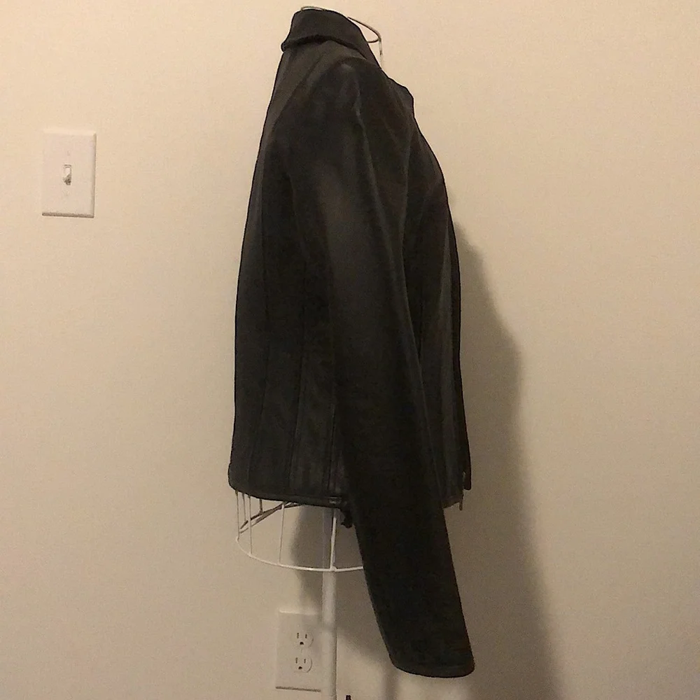 Victoria Secret - MODA International Genuine Black Leather Jacket. - Picture 3 of 12